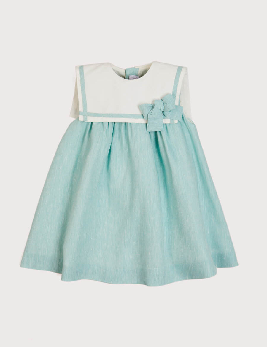 Sleeveless Trapeze Dress With Bow Detail in Green (12mths-10yrs) Dresses from Pepa London US