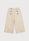 Wide Leg Front Button Trousers in Beige (2-10yrs) Trousers  from Pepa London US