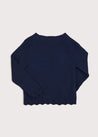 Openwork Hem Single Button Cardigan in Blue (6mths-10yrs) Knitwear  from Pepa London US