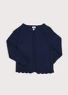 Openwork Hem Single Button Cardigan in Blue (6mths-10yrs) Knitwear  from Pepa London US