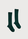 Ribbed Knee High Socks in Bottle Green (3mths-10yrs) Socks from Pepa London US