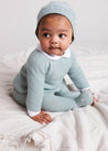 Openwork Contrast Dot Merino Wool Knitted Set in Green (0-12mths) Knitted Sets  from Pepa London US