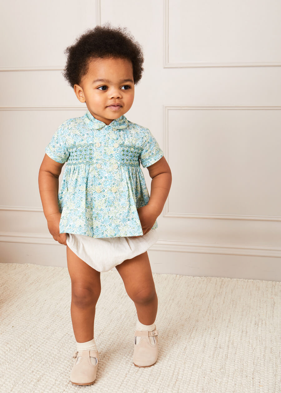 Striped Button Detail Bloomers in Beige (3mths-3yrs) Bloomers from Pepa London US