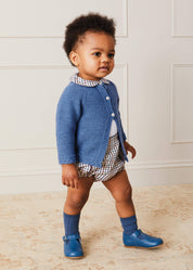 Cable Detail Cardigan In French Blue (6mths-3yrs) KNITWEAR from Pepa London US