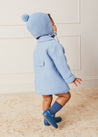 Double Breasted Knitted Mother Of Pearl Buttoned Coat in Blue (6mths-2yrs) Knitwear  from Pepa London US