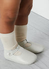 T-Bar Leather Pram Shoes in Ivory (17-20EU) Shoes  from Pepa London US