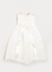 Lace Trim Fine Pleated Gown in Ivory (6-12mths) DRESSES from Pepa London US