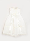 Lace Trim Fine Pleated Gown in Ivory (6-12mths) Dresses  from Pepa London US