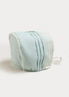 Lace Trim Linen Bonnet in Teal (3mths-2yrs) Accessories  from Pepa London US