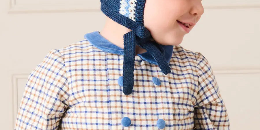 Fair Isle Jaquard Knit Bonnet in Navy (S-L) Bonnets from Pepa London US