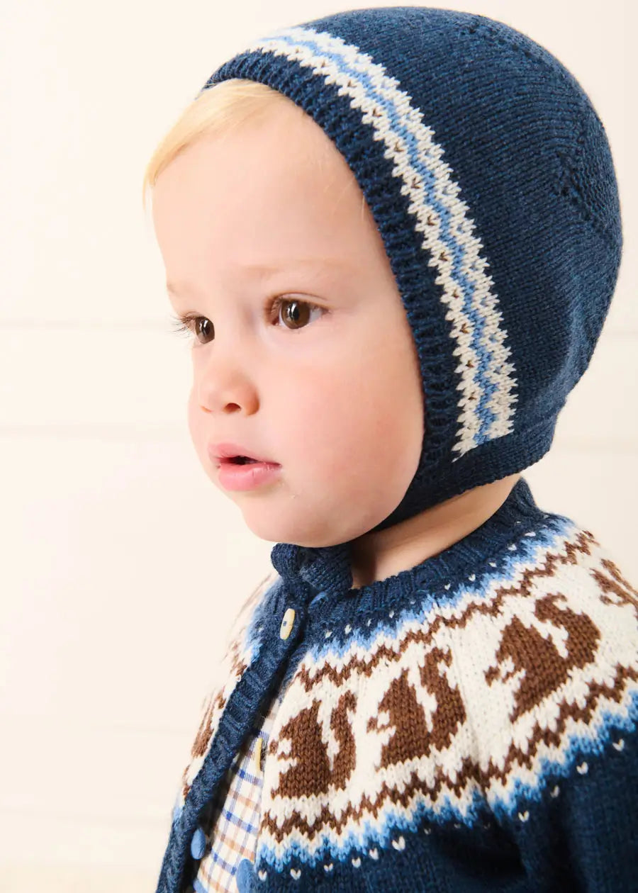 Squirrel Jacquard Knitted Cardigan in Navy (6mths-5yrs) Knitwear from Pepa London US