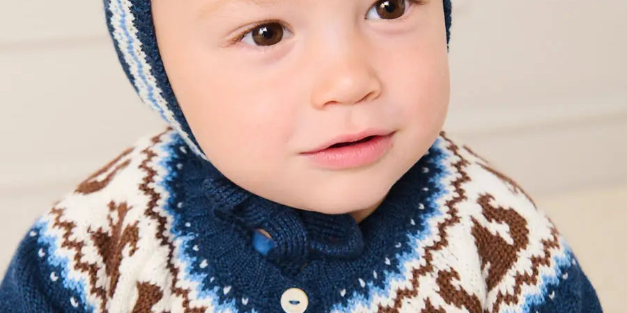 Squirrel Jacquard Knitted Cardigan in Navy (6mths-5yrs) Knitwear from Pepa London US