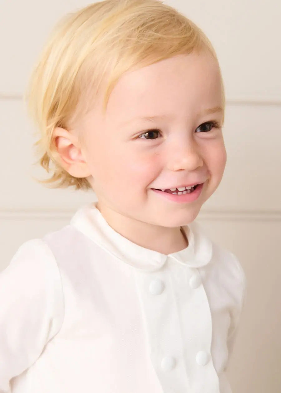Peter Pan Collar Velvet Button Detail Two Piece Set in Navy (12mths-3yrs) TWO PIECE SETS from Pepa London US