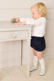 Peter Pan Collar Velvet Button Detail Two Piece Set in Navy (12mths-3yrs) TWO PIECE SETS from Pepa London US