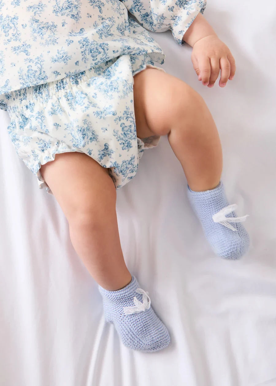 Audrey Toile Elasticated Waist Bloomers in Blue (1mth-12mths) BLOOMERS from Pepa London US