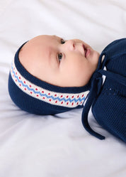 Fair Isle Bonnet in Navy (S-L) Bonnets from Pepa London US