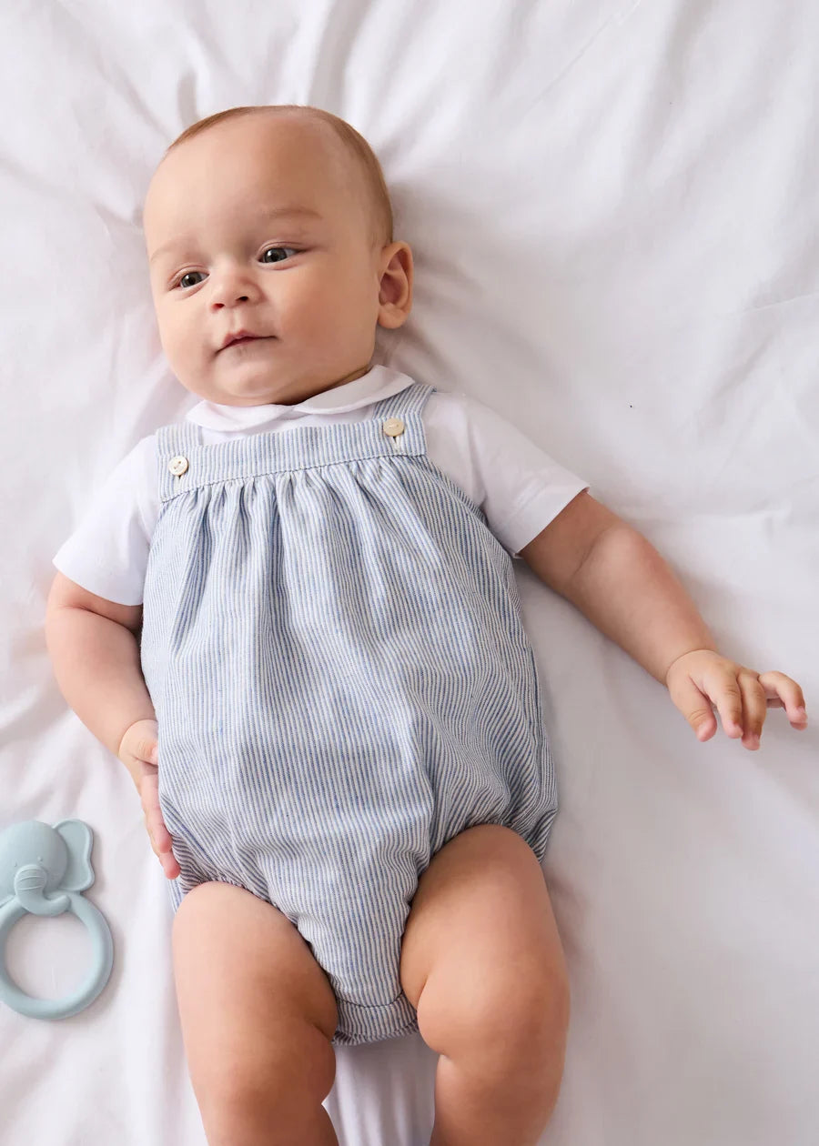 Alexander Stripe Sleeveless Button Detail Romper in Blue (3mths-2yrs) ROMPERS from Pepa London US