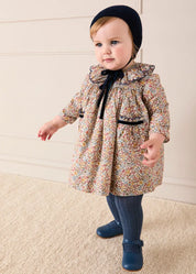 Marianne Floral Long Sleeve Dress with Bloomers in Toffee Made with Liberty Fabric (3mths-3yrs) Dresses from Pepa London US