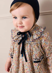Marianne Floral Long Sleeve Dress with Bloomers in Toffee Made with Liberty Fabric (3mths-3yrs) Dresses from Pepa London US