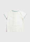 Linen Boys Celebration Shirt White with Teal Piping (4-10yrs) Shirts  from Pepa London US