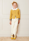 Wide Leg Front Button Trousers in Beige (2-10yrs) Trousers  from Pepa London US