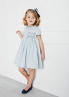 Handsmocked Delicate Stripe Short Sleeve Dress in Blue (12mths-10yrs) Dresses  from Pepa London US