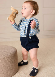 Darby Gingham Button Detail Long Sleeve Shirt in Blue (3mths-4yrs) SHIRTS from Pepa London US