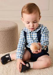 Darby Gingham Button Detail Long Sleeve Shirt in Blue (3mths-4yrs) SHIRTS from Pepa London US