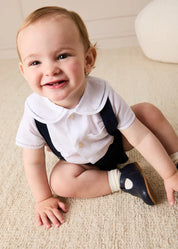 Peter Pan Collar Trim Detail Short Sleeve Shirt in White (12mths-5yrs) SHIRTS from Pepa London US