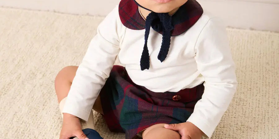 Grosvenor Tartan Button Detail Bloomers in Red (3mths-4yrs) Bloomers from Pepa London US