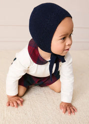 Grovesnor Tartan Collar Long Sleeve Bodysuit in Red (1mth-3yrs) Tops & Bodysuits from Pepa London US