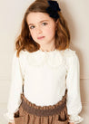 Lace Trim Petal Collar Top in Cream (3-10yrs) Tops & Bodysuits from Pepa London US