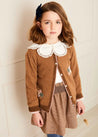 Floral Embroidered Cardigan in Caramel (4-10yrs) Knitwear  from Pepa London US