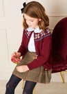 Fair Isle Cardigan in Burgundy (12mths-10yrs) Knitwear  from Pepa London US