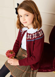 The Classic Burgundy Fair Isle Knitted Cardigan Girl Look LOOK from Pepa London US