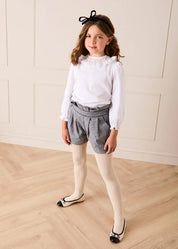 Alderney Check Ruffle Detail Shorts in Black (4-12yrs) Shorts from Pepa London US