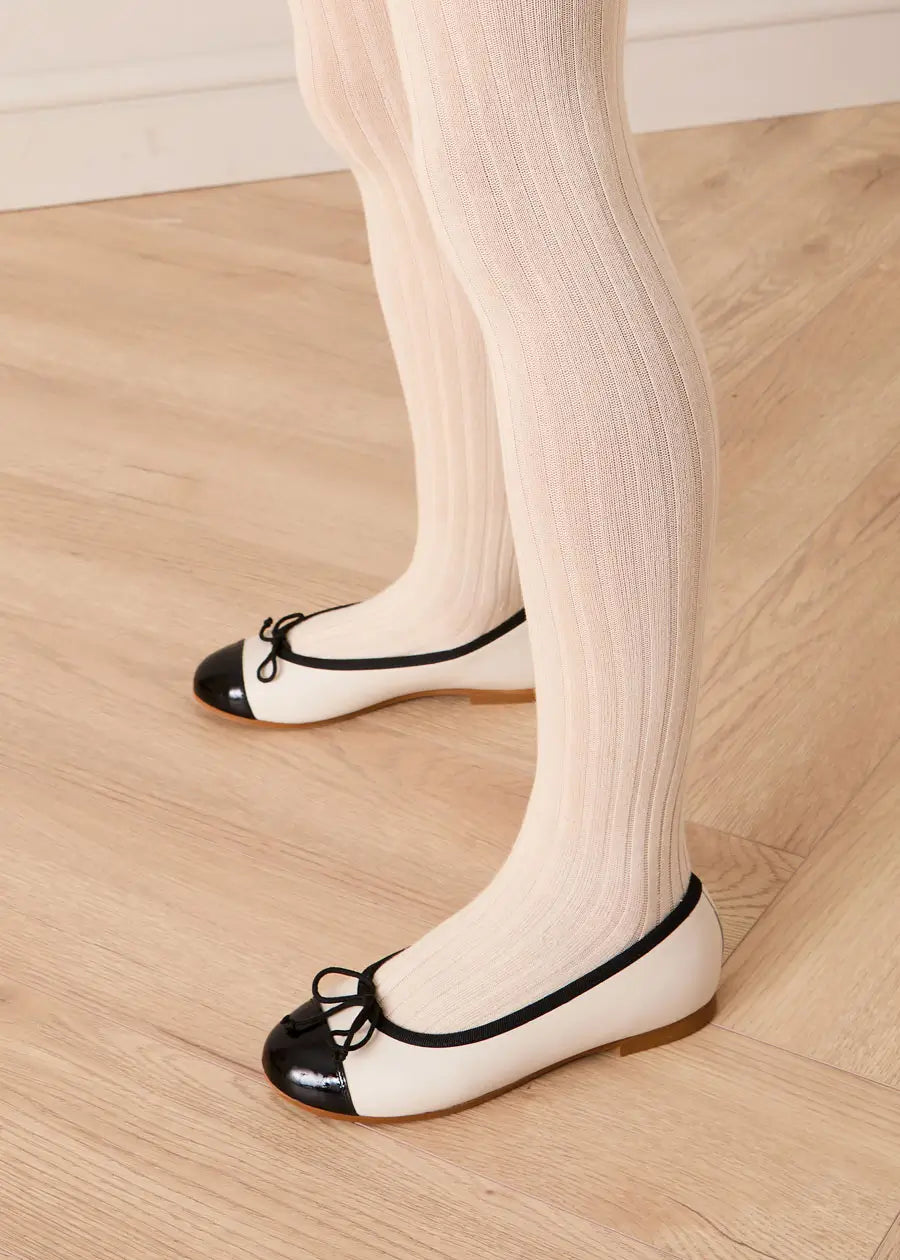 Patent Toe Ballerina Shoes in Cream (24-34EU) SHOES from Pepa London US