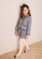 Alderney Check Ruffle Detail Shorts in Black (4-12yrs) Shorts from Pepa London US