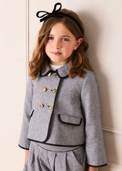 Alderney Check Double Breasted Gold Button Jacket in Black (4-12yrs) Coats from Pepa London US