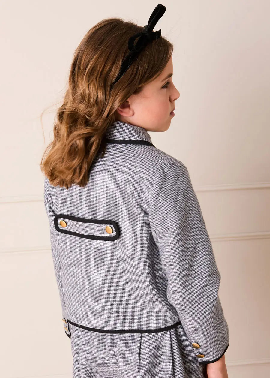 Alderney Check Double Breasted Gold Button Jacket in Black (4-12yrs) Coats from Pepa London US