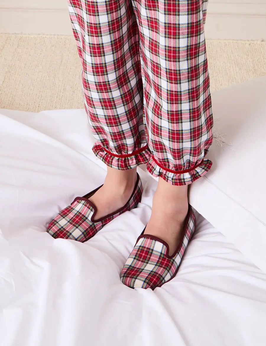 Francis Tartan Slippers in Red (24-35EU) Shoes from Pepa London US