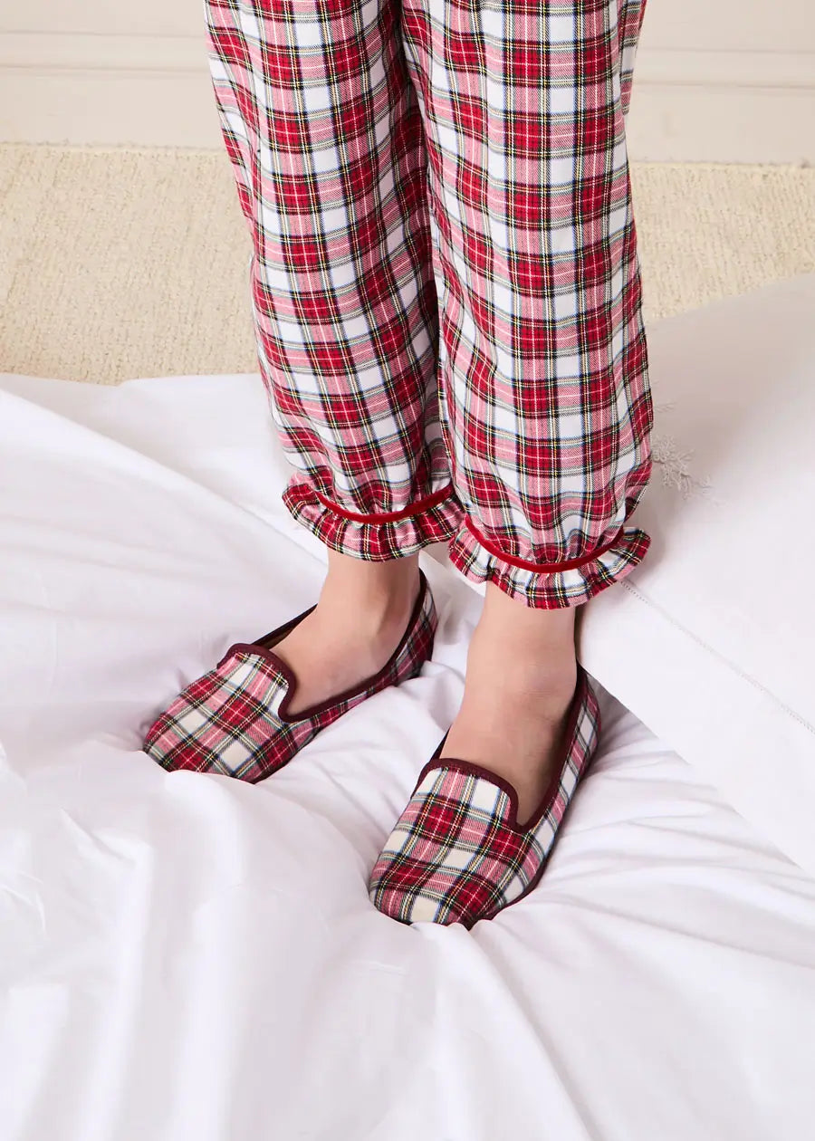 Francis Tartan Slippers in Red (24-35EU) Shoes from Pepa London US