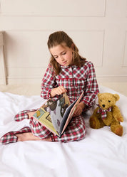Limited Edition Merrythought & Pepa Teddy Bear with Grosvenor Tartan Bow in Red (S-M) Toys from Pepa London US