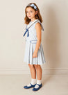 Regency Striped Mariner Collar Pleated Sleeveless Dress in Blue (2-10yrs) DRESSES from Pepa London US