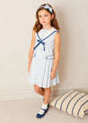 Regency Striped Mariner Collar Pleated Sleeveless Dress in Blue (2-10yrs) DRESSES from Pepa London US