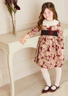 Eleanor Floral Long Sleeve Dress in Burgundy (4-10yrs) Dresses  from Pepa London US