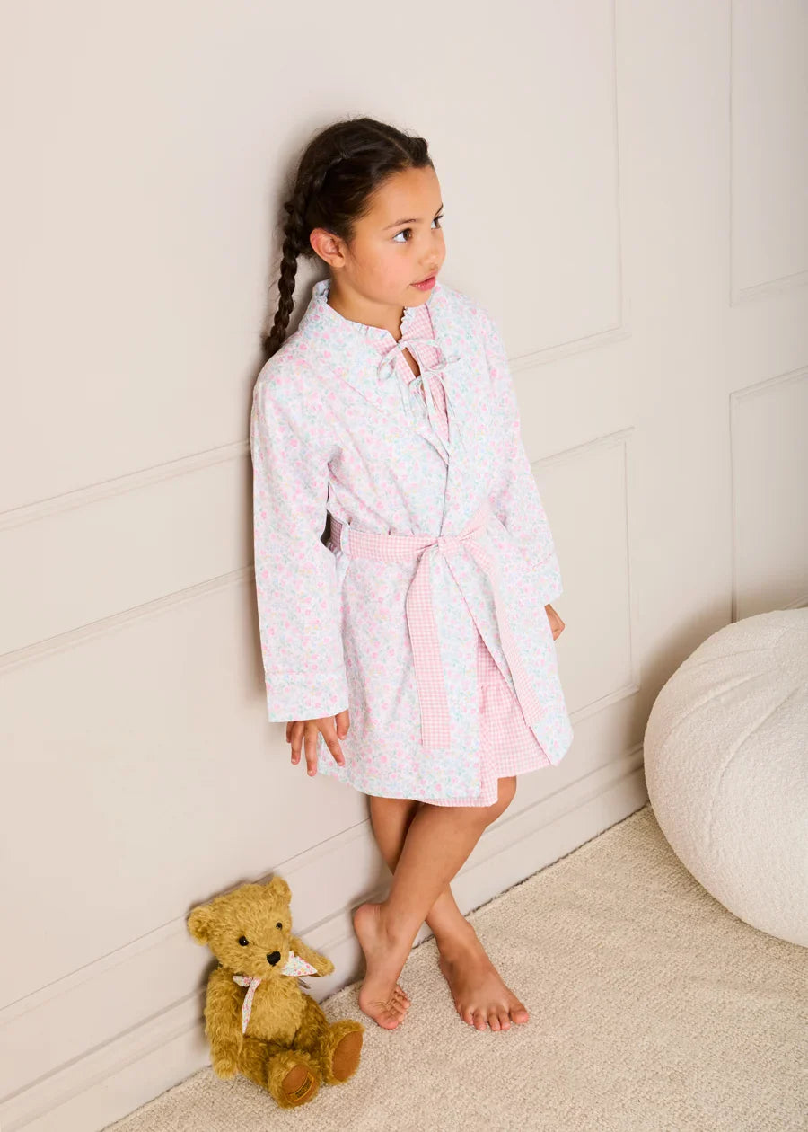 Harriet Floral Light Weight Dressing Gown in Pink (2- 10yrs) Nightwear from Pepa London US