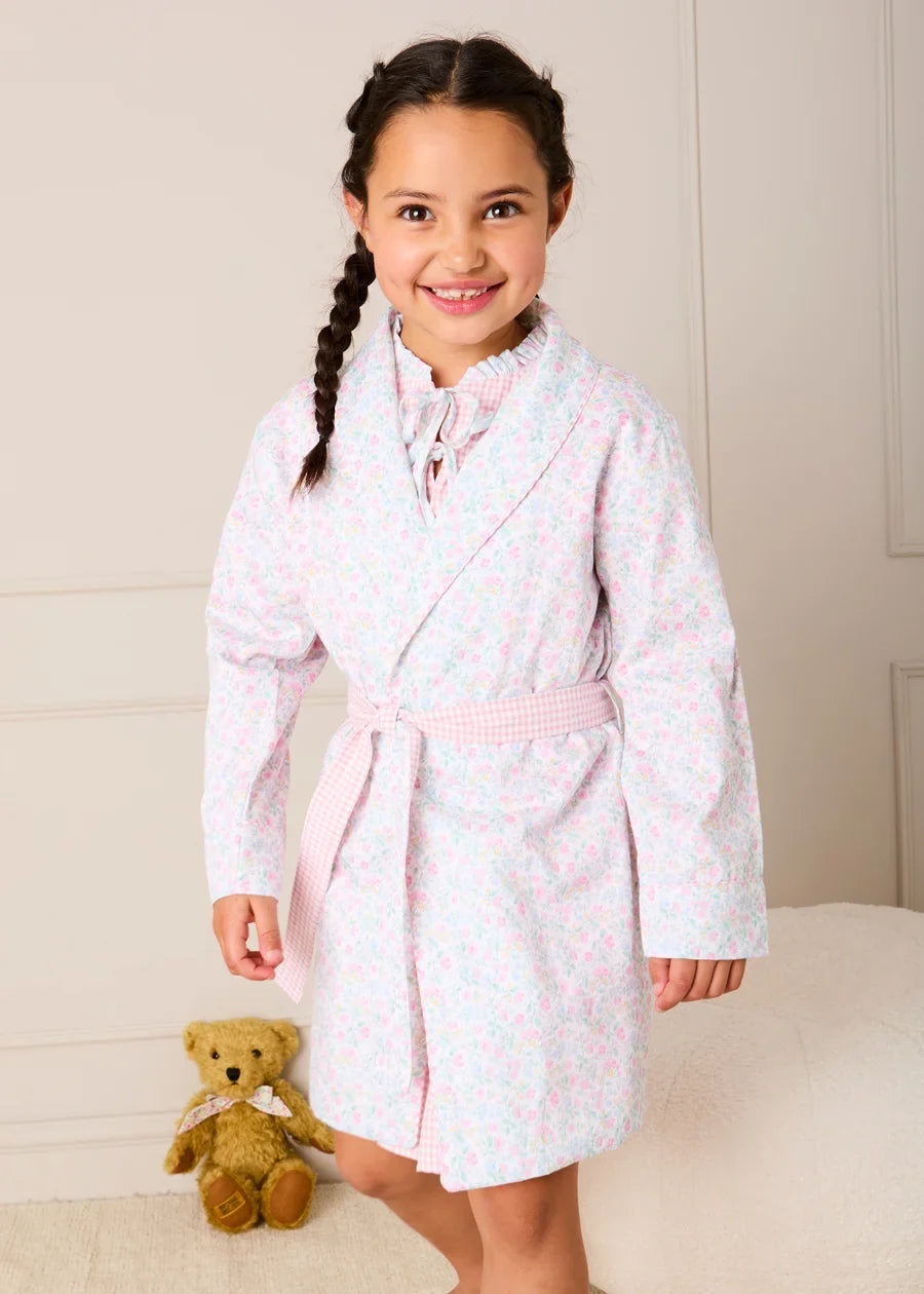 Harriet Floral Light Weight Dressing Gown in Pink (2- 10yrs) Nightwear from Pepa London US