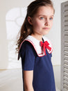 Statement Collar Cotton Dress in Navy (2-8yrs) Dresses  from Pepa London US