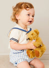 Regency Stripe Mariner Collar Two Piece Set With Bloomers in Blue (6mths-3yrs) TWO PIECE SETS from Pepa London US